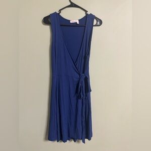 Fresh Produce Dress Womens Size XS Blue Moonlight Sonia Wrap Stretch Pockets